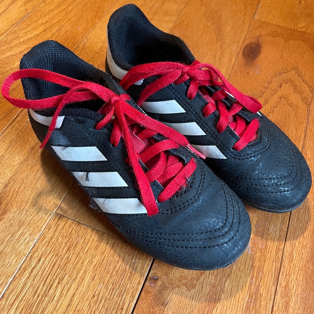 Adidas Kids Black and Red Soccer Cleats